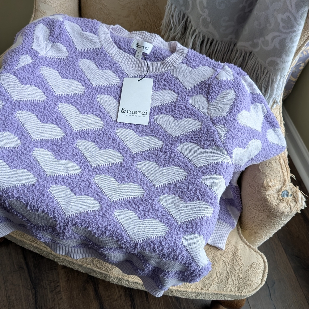&merci Women's Purple Heart Sweater